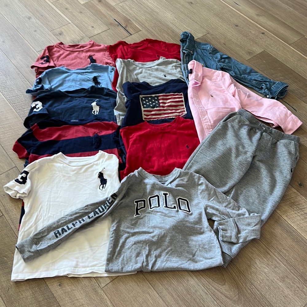Boys Ralph Lauren size 6 T-Shirts /Button down / 1 Jogging Pants/ 1 Long Sleeve